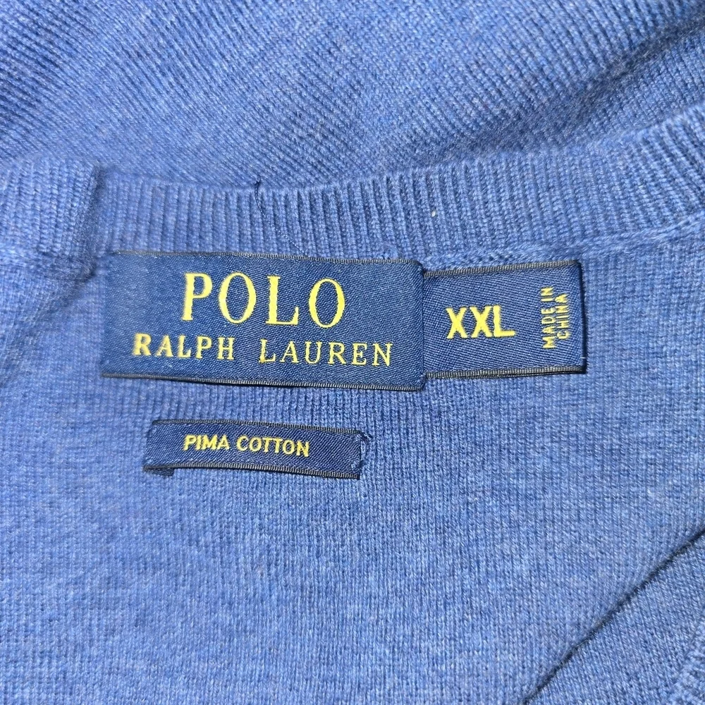 POLO RALPH LAUREN V NECK SWEATER PULLOVER SLATE BLUE PIMA COTTON MENS XXL